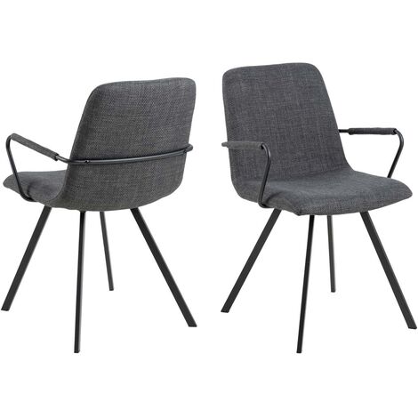 Lot de 2 chaises repas 55,5x50,5x85 cm en tissu gris foncé (1/5)