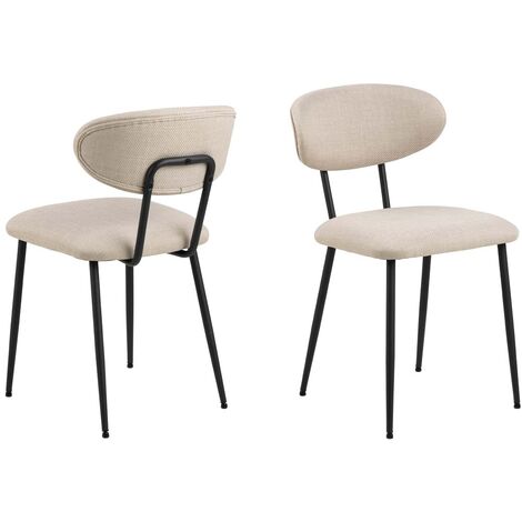 Lot de 2 chaises repas 43,5x53x78,5 cm en tissu beige (1/5)
