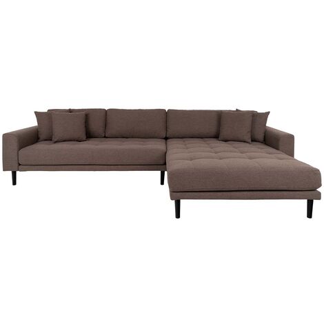 Lido canapé , loungesofa tourné vers la droite avec 4 coussins marron. (1/5)