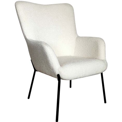 Fauteuil 70x79x98 cm en tissu bouclette blanc - JOFFRY (1/4)