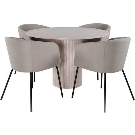 bianca ensemble pour salle à manger table whitewash et 4 berit chaises beige. (1/5)
