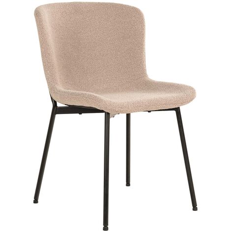 Lot de 2 chaises 48x59x83 cm en tissu bouclette beige et noir (1/5)