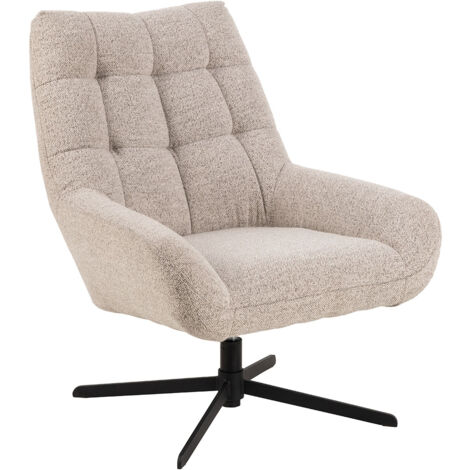 Fauteuil pivotant 73x82x88 cm en tissu bouclette beige (1/5)