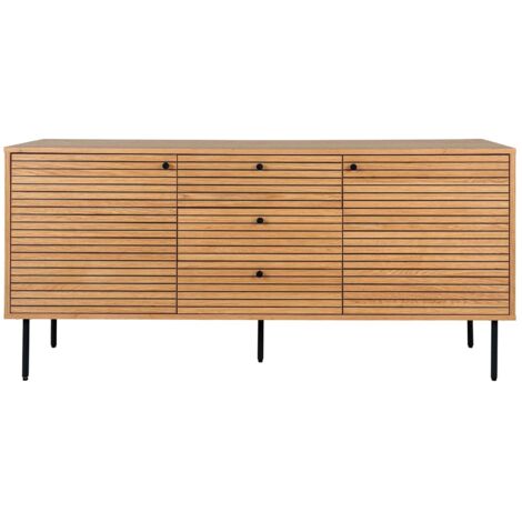Buffet 2 portes 3 tiroirs en bois et métal L150cm - Bois clair - KYOTO (1/5)