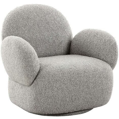 Fauteuil cocooning 87x85x81 cm en tissu bouclette gris (1/5)