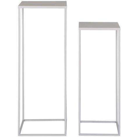 Lot de 2 sellettes carrées 19 et 22 cm en métal gris clair (1/4)