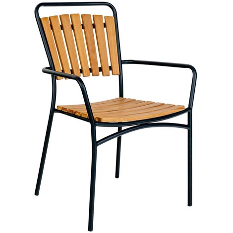 Cleveland chaise de jardin teck,noir. (1/5)