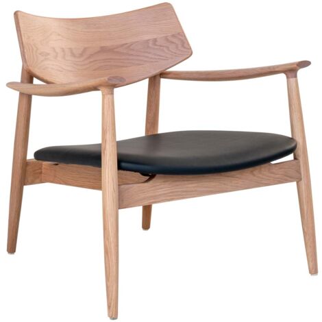 Fauteuil lounge 69x69x72 cm en chêne naturel et PU noir (1/5)