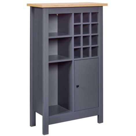 Meuble range-bouteilles 76,8x33x124,4 cm gris foncé et chêne - BARTY (1/5)
