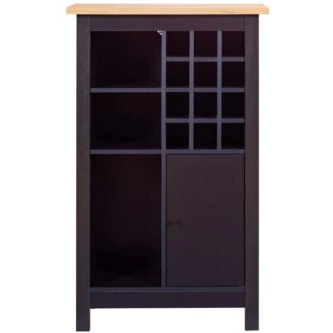 Meuble range-bouteilles 76,8x33x124,4 cm noir et chêne - BARTY (1/5)