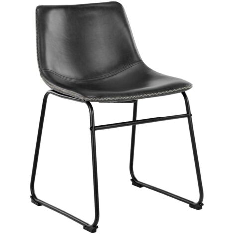 Oregon chaise de salle à manger Simili cuir PU noir. (1/5)