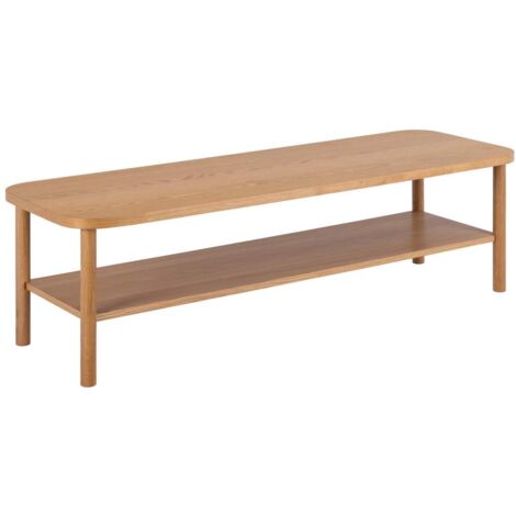 Table basse double plateau rectangulaire 150x50x42 cm décor chêne (1/5)