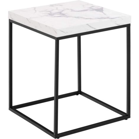 Table d'appoint carrée 40x40x45 cm décor marbre blanc et noir - AYA (1/5)
