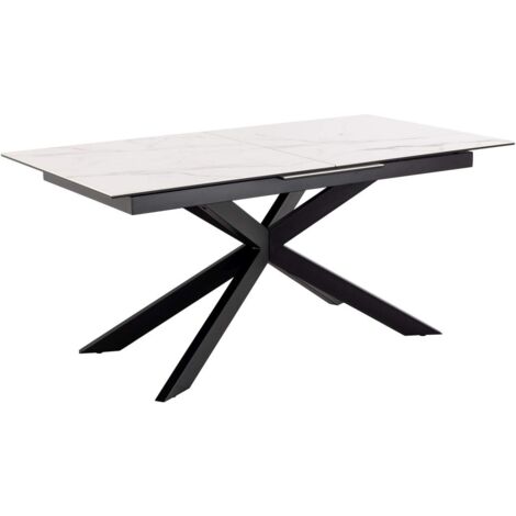 Table à manger extensible 168/210x90x76 cm en céramique blanche (1/5)