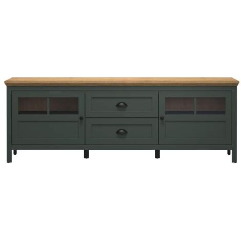 CALICOSY - Meuble TV avec éclairage LED inclus, 2 portes et 2 tiroirs L184 cm - Stanton (1/5)