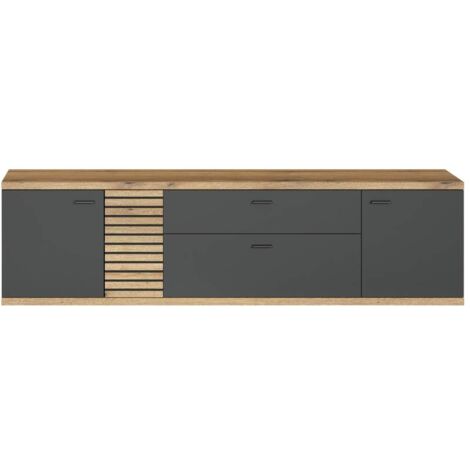Norris meuble TV gris, chêne décor. (1/5)