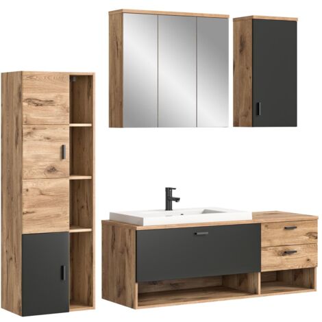 Grado ensemble de meubles de salle de bains 203cm chêne décor,mat gris. (1/5)