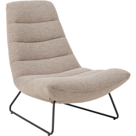 Ebuy24 – Fauteuil cabriolet en tissu texturé beige – Dimensions 83x93x97 cm – Structure en acier mat – Dossier rétréci pour un confort optimal (1/5)
