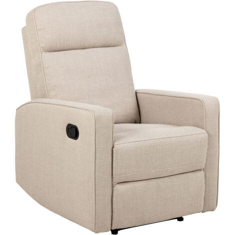 Fauteuil de relaxation manuel 72x91x103 cm en tissu beige (1/5)