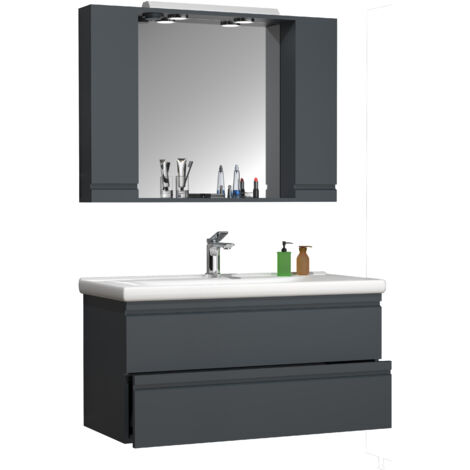 SiloraXL ensemble de meubles de salle de bains anthracite. (1/2)