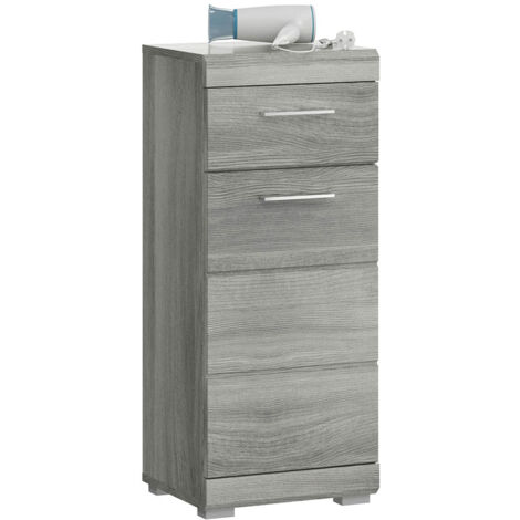 Meuble de rangement 37x31x88 cm décor chêne grisé - SOULT (1/5)