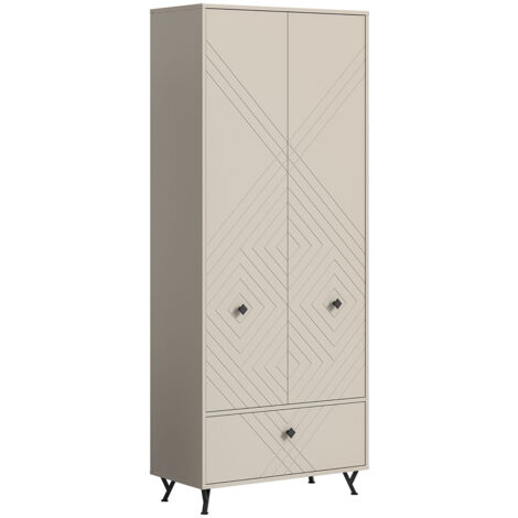 Notes armoire de rangement 2 portes 1 porte abattante beige mat. (1/5)