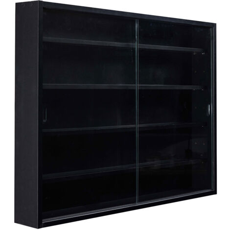 Ebuy24 – Vitrine en verre noir 2 portes coulissantes – Design moderne pour salon et bureau – Exposition élégante d'objets décoratifs (1/5)