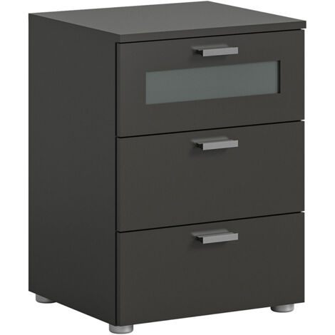 Xeno table de nuit 3 tiroirs gris. (1/4)