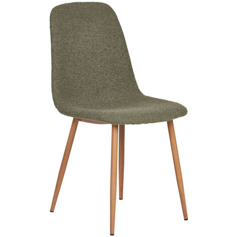 Lot de 2 chaises repas 50x44x86 cm en tissu texturé kaki et naturel (1/5)