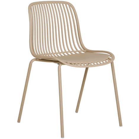 Lot de 4 chaises de jardin en plastique - Beige - Branson