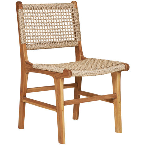 Lot de 2 chaises de jardin 56x50x90 cm effet rotin et teck - MADRIA (1/5)