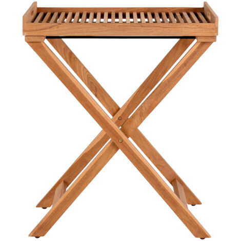 Table d'appoint plateau amovible 60x40x70 cm en teck naturel (1/5)