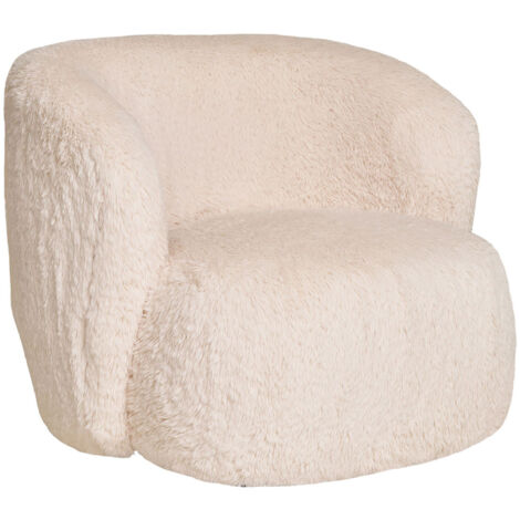 Fauteuil 87x88x75 cm en fourrure synthétique écru (1/5)