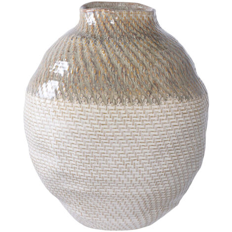 Vase 26x26x30,5 cm en céramique écru et gris