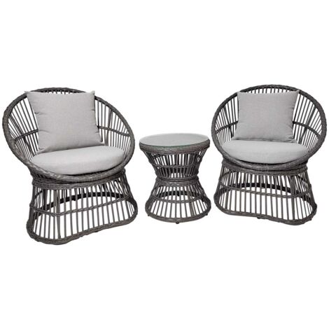 Natal ensemble de salon avec coussin extérieur rotin,gris. (1/4)