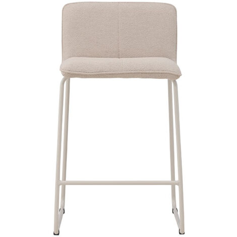 Lot de 2 tabourets de bar en tissu bouclette pieds beiges H65cm - Beige - Bisbee (1/5)