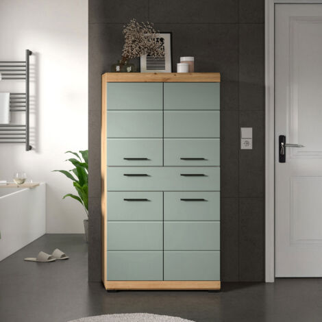 Meuble de salle de bain 74x31x141 cm chêne brun et kaki - OLBO