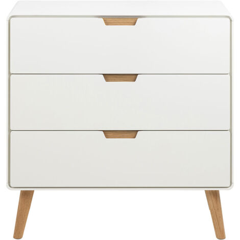 Commode 3 tiroirs 80x40x80 cm décor chêne blanc (1/5)