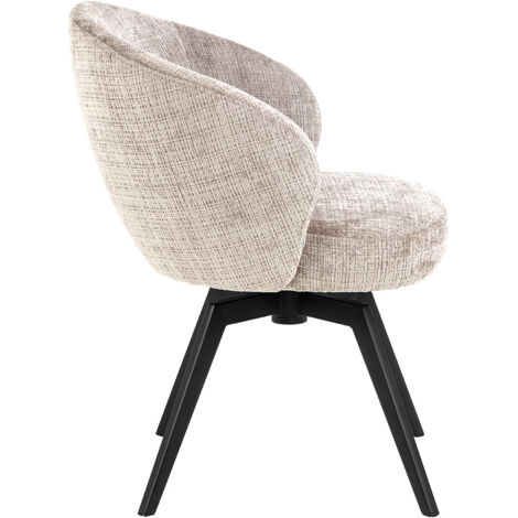 Darlene chaise de salle à manger avec accoudoirs chenille beige. (1/5)