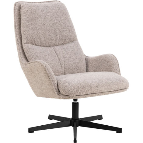 Fauteuil pivotant 72x84x93 cm en tissu texturé beige et noir mat (1/5)