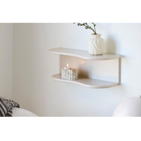 Nia étagère murale double étagère beige bois naturel gain de place