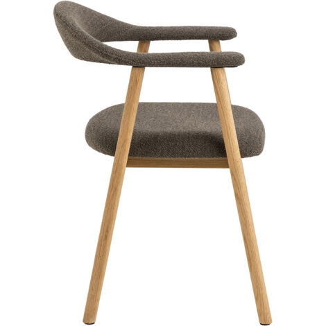 Addi chaise de salle à manger avec accoudoirs bouclé gris. (1/5)