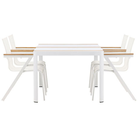 Togo set de jardin table 90x150cm blanc, 4 chaises blanches. (1/5)