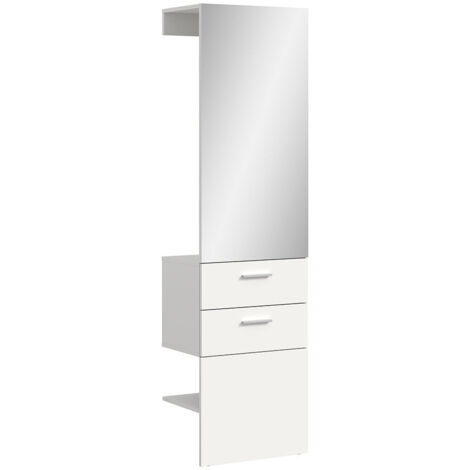 Vaga portemanteau avec miroir 2 tiroirs, 1 miroir, 1 barre, 2 étagères blanc. (1/5)