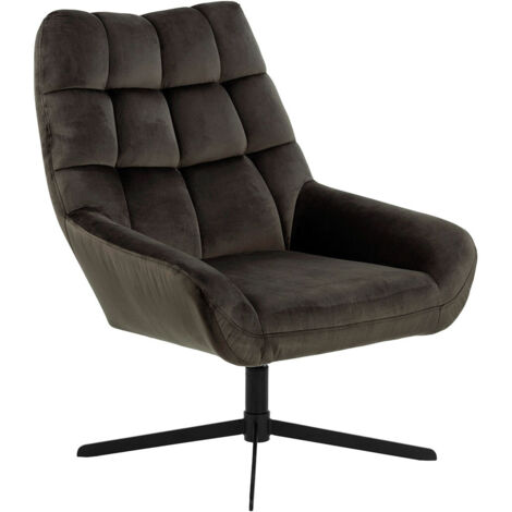 Paris fauteuil fonction pivotante velours gris marron. (1/5)