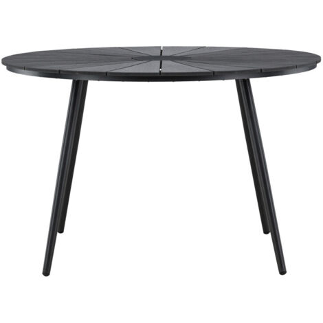 Table à manger de jardin 4 personnes ronde en aluminium et métal - Noir - San vito (1/5)