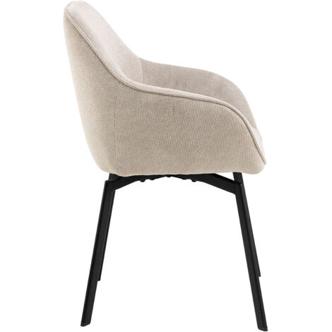 Clara chaise de salle à manger avec accoudoirs tissu beige. (1/5)