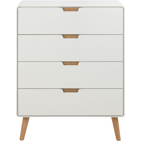 Commode 4 tiroirs 80x40x100 cm décor chêne blanc (1/5)