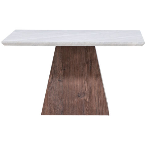Table basse carrée effet marbre et bois 80x80cm - Gris clair - Cael (1/4)