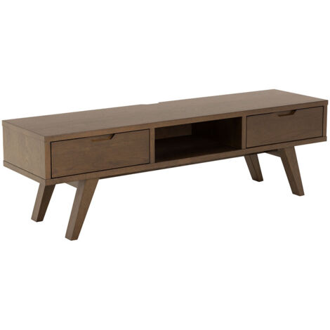 Meuble TV 2 tiroirs 150x40x45 cm décor chêne brun - RUFUS (1/5)